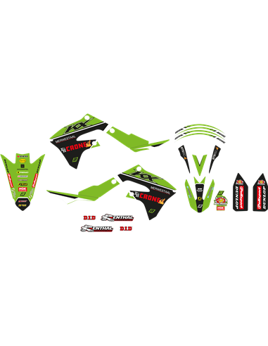 Kit gráficos con funda de asiento Replica Team Kawasaki H&F 2022 BLACKBIRD RACING 8425R14