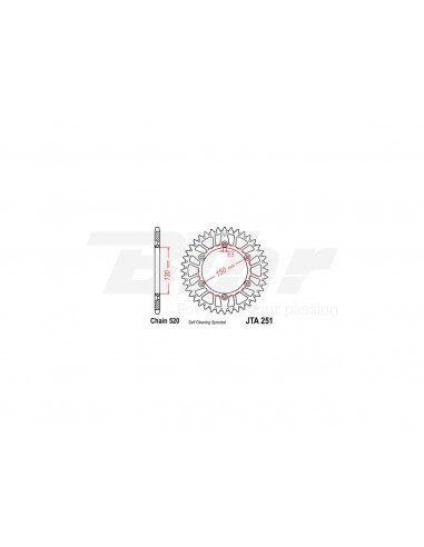 Couronne en aluminium JT 251 à 50 dents