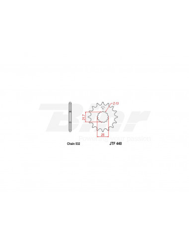 Pinyó JT 440 d'acer amb 14 dents