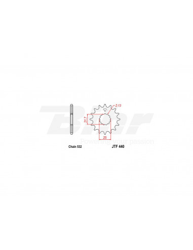 JT 440 steel front drive sprocket with 15 teeth
