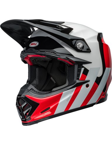 Casco BELL Moto-9S Flex - Hello Cousteau Stripes Gloss White/Red 7157246 talla L