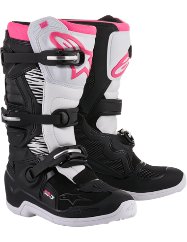 Botes Motocròs Alpinestars dona Tech 3 Stella Negre / Blanc / Pink setembre