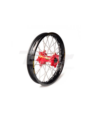 Roda completa Haan Wheels com aro preto 18-2,15 cubo vermelho 1 76012/3/6