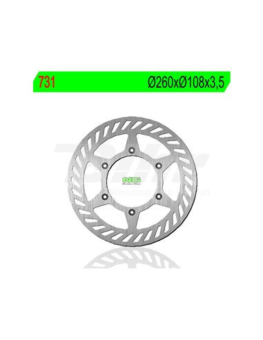 Disco de freno NG 731 Ø260 x Ø108 x 3.5. Posición: Delantera.