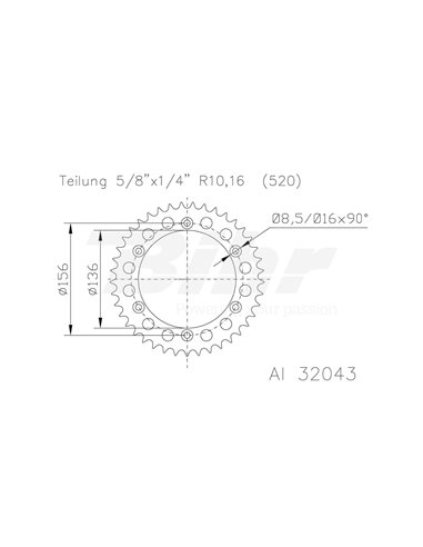 Coroa ESJOT alumínio 51-32043-48 dentes