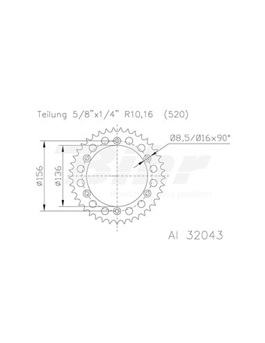 Coroa ESJOT alumínio preta 51-32043-48BP dentes