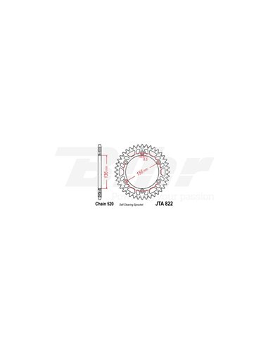 Corona JT 822 de aluminio con 48 dientes