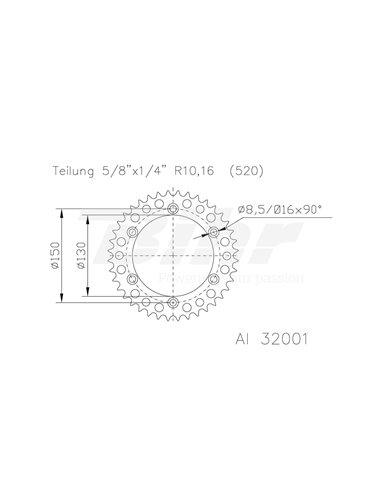 Coroa de alumínio ESJOT Yamaha 51-32001-52