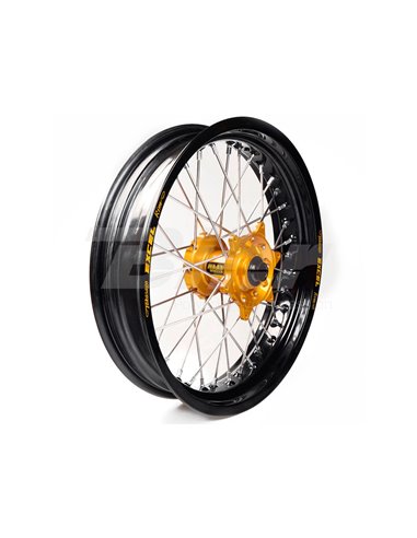 Complete wheel Haan Wheels black rim 17-3,50 gold hub 1 55106/3/2