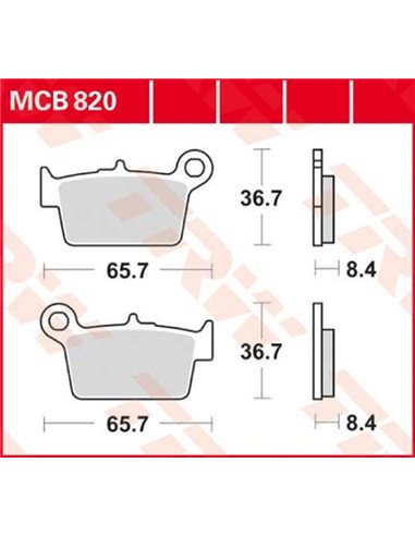 Pastillas de freno metal sinterizado SV TRW MCB820