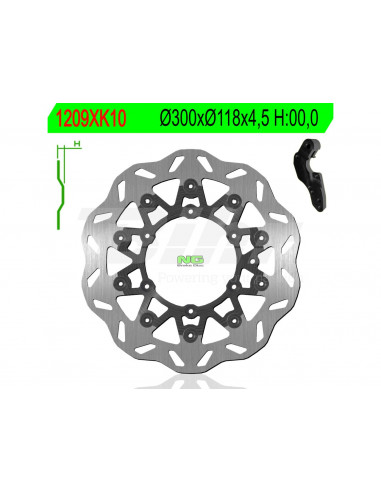 Disc de fre NG kit ondulado1209XK10 Ø300 x Ø118 x 4,5