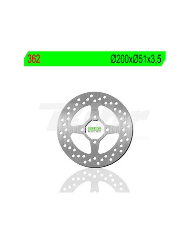 Disco de freio NG 362 Ø200 x Ø51,5 x 3,5 Posição: Traseira