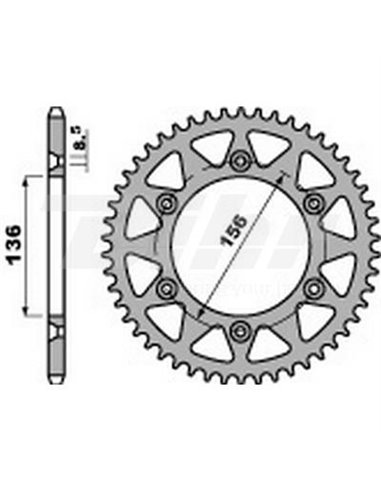 Corona PBR 48 dents alumini pas 520 Sherco ES / SX2.5I