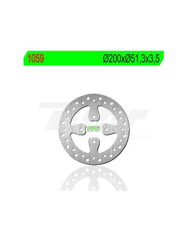 Disc de fre NG 1059 Ø200 x Ø51.25 x 3.5 Posició: Del darrere