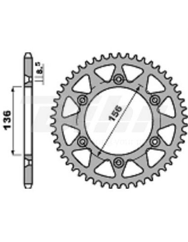 Couronne PBR 48 dents aluminium ultraléger pas 520 type 820 GasGas EC125