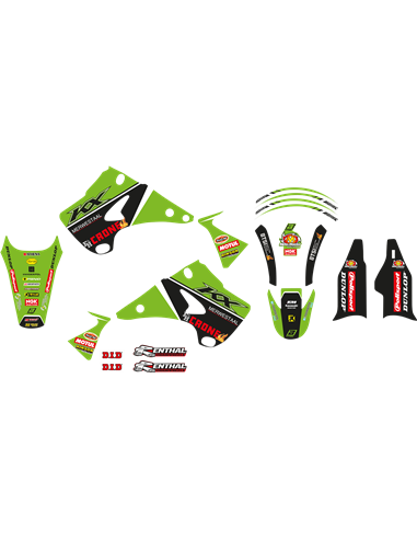 Kit gráficos con funda de asiento Replica Team Kawasaki H&F 2022 BLACKBIRD RACING 8408R14