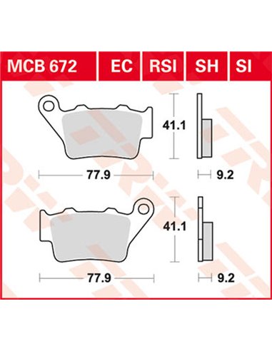 Pastillas de freno sinterizadas offroad Race serie RSI TRW MCB672RSI