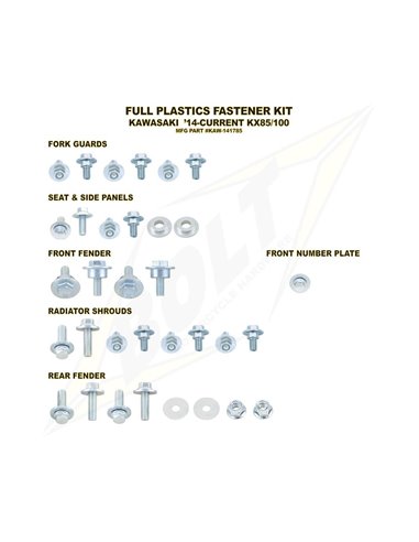 Kit de fixação de plástico KX85/100(14-20) Parafuso KAW-141785