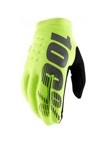 Gants de motocross pour enfants pour le froid 100% Brisker Yellow Fluor / black Medium 10016-004-05