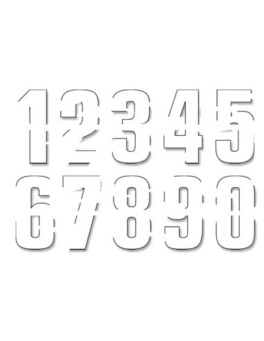 Numbers #0-9 16X7Cm Wh Blackbird Racing 5048/10/0-9