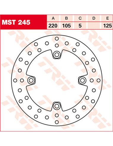 Disco de freno fijo redondo 220-250 mm TRW MST245