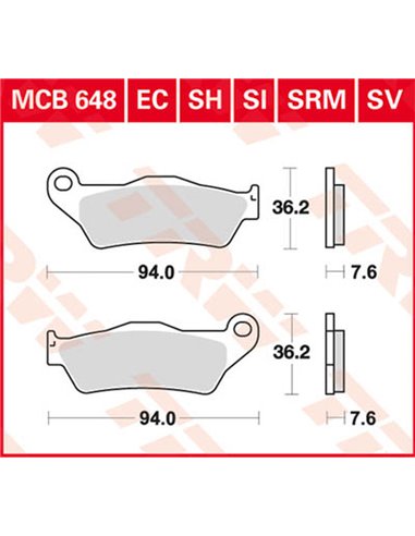 Pastillas de freno sinterizadas serie SV TRW MCB648SV