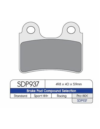 Pastillas de freno altas prestaciones SDP Pro MX DP BRAKES SDP937