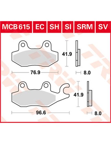 Pastillas de freno sinterizadas offroad serie SI TRW MCB615SI