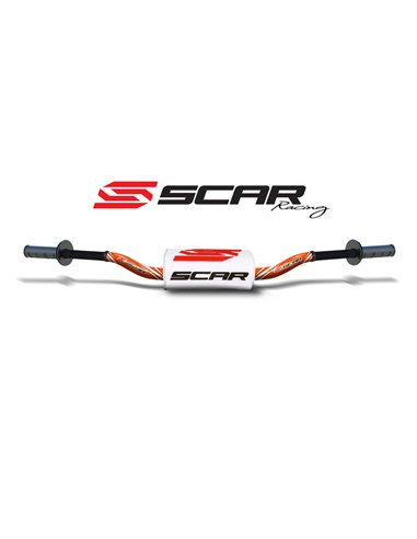 Manillar SCAR O² Color 85SX/TC85 Ø28,6mm - Naranja / Protector blanco