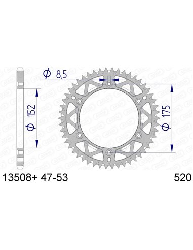 Corona AFAM aluminio ultraligera autolimpiable 13508 - Paso 520 13508+48