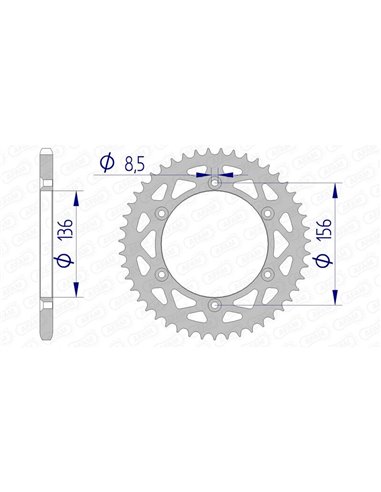 Corona AFAM aluminio 15206 - Paso 520 15206N-48