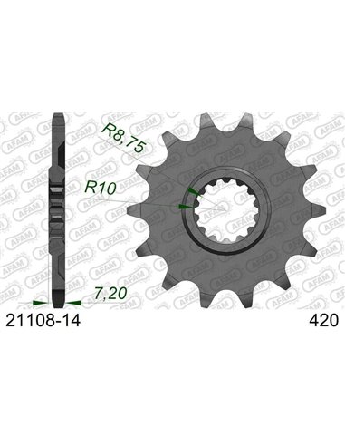 Piñón AFAM acero estándar 21108 - Paso 420 21108-14