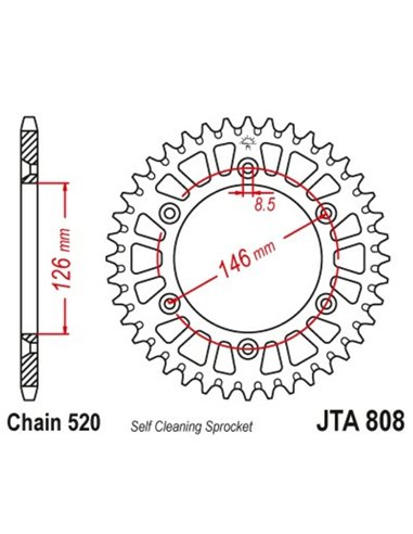 Corona JT Aluminio negro JT 808 con 50 dientes JTA808.50BLK