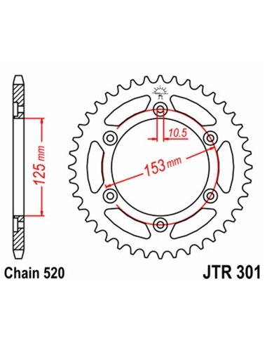 Corona JT 301 de acero con 48 dientes JTR301.48