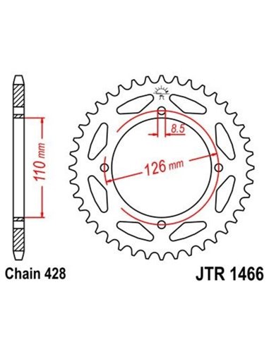 Corona JT 1466 de acero con 44 dientes JTR1466.44