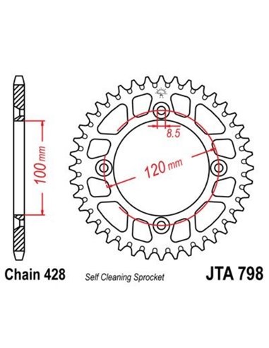 Corona JT 798 de aluminio con 49 dientes JTA798.49