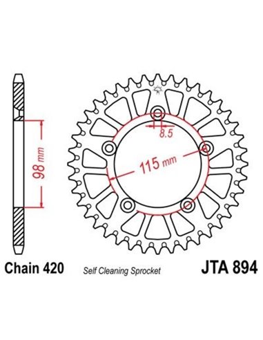 Corona JT 894 de aluminio con 46 dientes JTA894.46