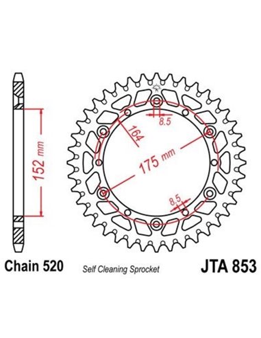 Corona JT 853 de aluminio con 41 dientes JTA853.41