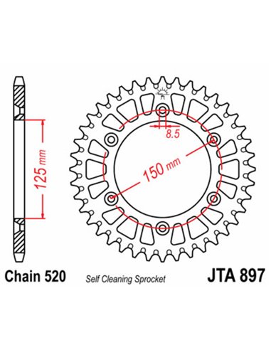 Corona JT 897 de aluminio con 40 dientes JTA897.40