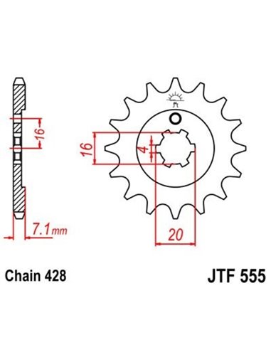 Piñon JT 555 de acero con 15 dientes JTF555.15