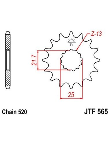 Piñón JT 565 de acero con 13 dientes JTF565.13