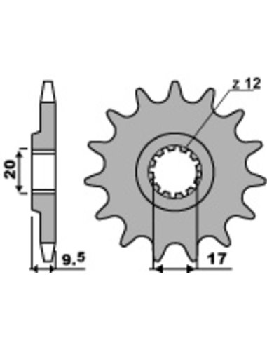 Piñón PBR acero estándar 7005 - 420 7005 14 18NC