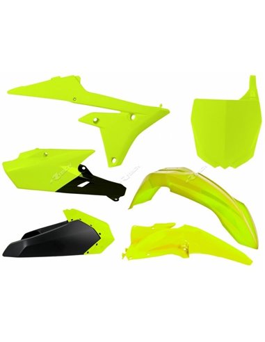 Kit de plástica RACETECH (6 piezas) - Amarillo flúor / Negro R-KITYZF-GF0-614