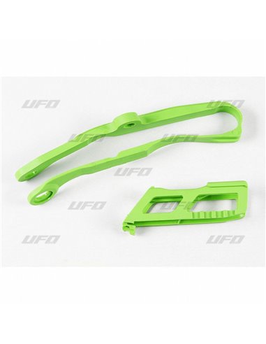 Guía cadenas+ patín UFO-Plast Kawasaki verde KA04744-026