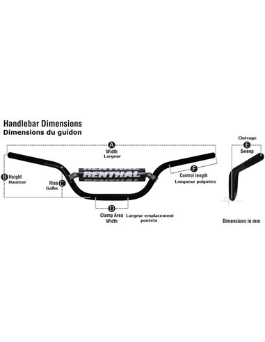 Manillar Renthal Fatbar Reed/Windham titanio con protector negro 603-01-TT 603-01-TT