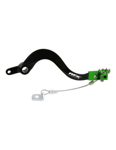 Pedal de freno trasero RFX Pro FT (negro/verde) - Kawasaki KXF250/450 FXRB2020099GN