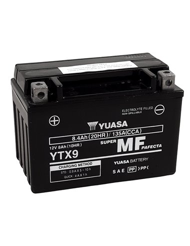 Batería YUASA W/C activada de fábrica sin mantenimiento -  YTX9 (FA) YTX9