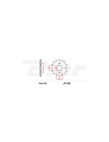 Pinyó JT 259 d'acer amb 15 dents