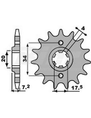 Pignon PBR 13 dents pour pas de chaîne 520 Honda CR125R