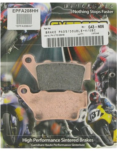 Brake Pad Epfa-Hh Series Sintered Metal EBC EPFA208HH